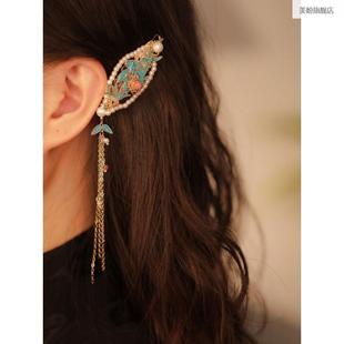 汉服侧耳发夹古风侧边流苏边夹烧蓝额头发饰前额国风头饰少女仙气