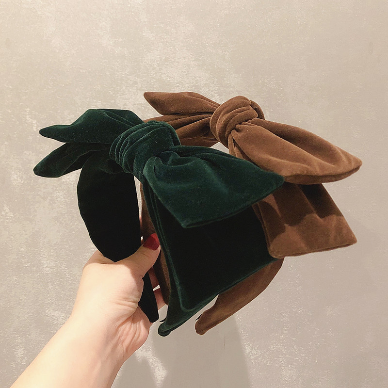 韩版绒面蝴蝶结发箍网红宽边洗脸面膜发卡气质可爱打结头箍发饰品