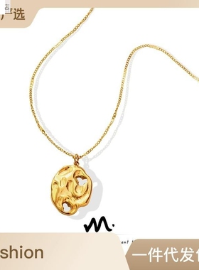 时尚通勤个性小众独特几何型不规则纹理侵蚀设计简约钛钢镀金百搭