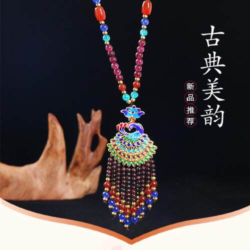 毛衣链石榴石女项链搭配