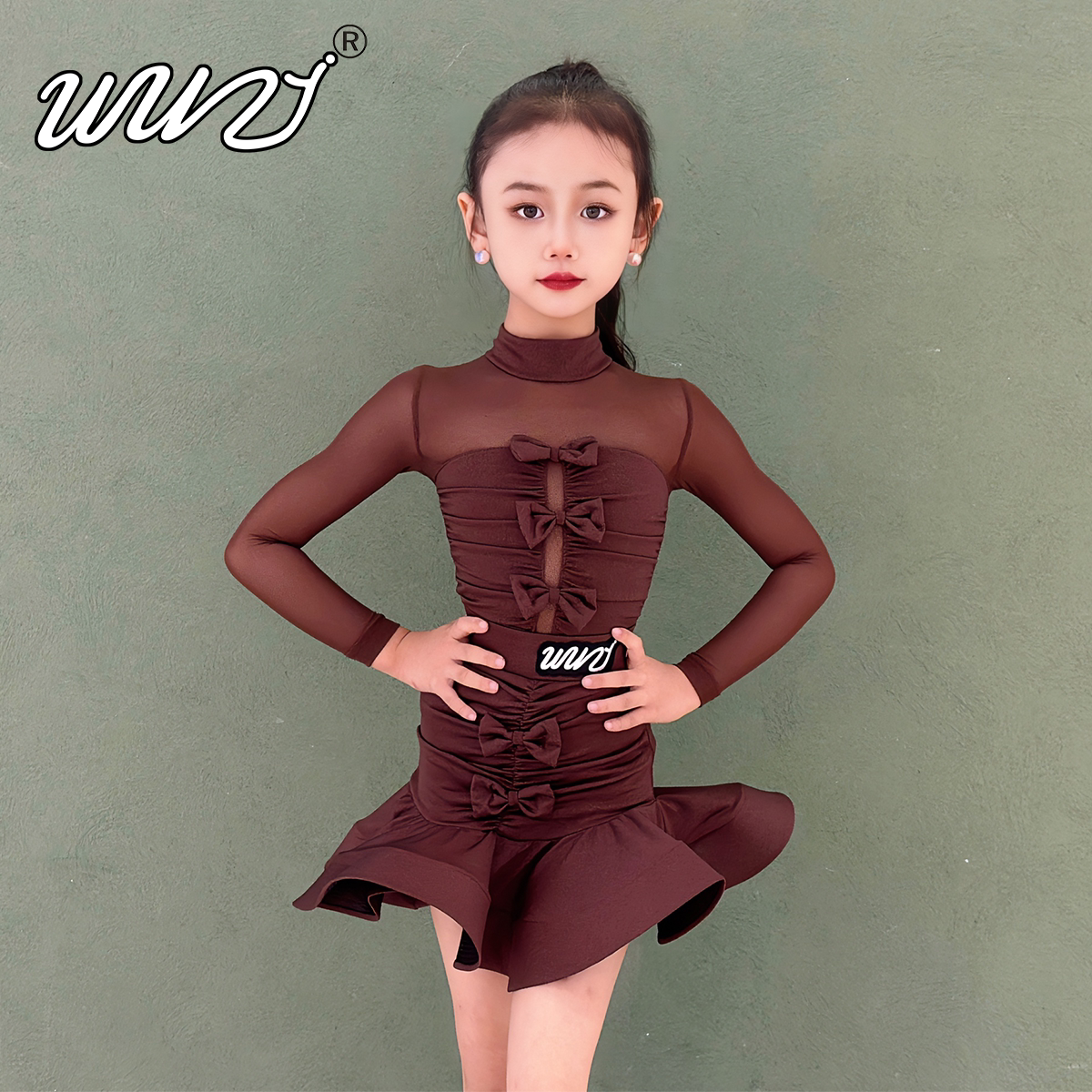 拉丁舞服女童2025新款长袖拉丁舞服儿童演出服少儿专业表演舞蹈服
