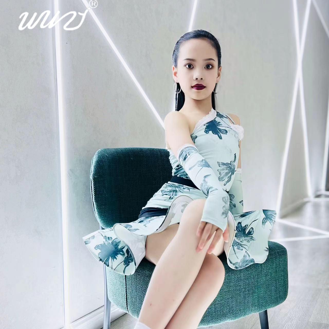 舞姿2025新款春夏拉丁舞服女童高端练习服练功服儿童演出服舞蹈服