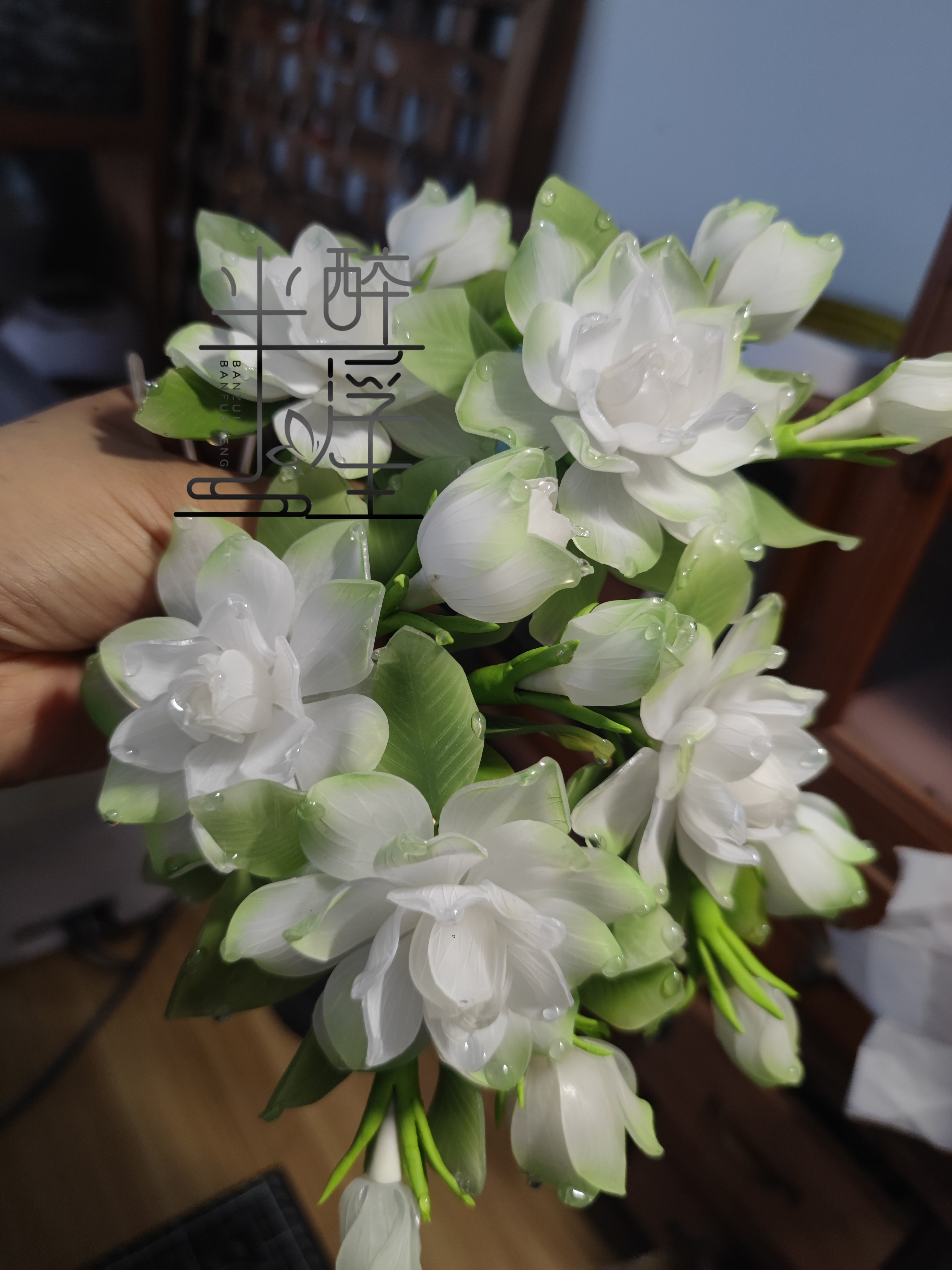 热缩栀枝花发簪汉服发饰热缩片发发饰