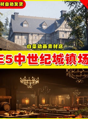 Medieval Tavern Modular kit 中世纪城镇乡村房屋场景UE5 5.2