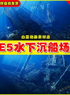 UE5虚幻 Underwater Sunken Ship Environment 水下沉船场景5.3