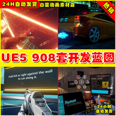 UE4UE5 908款射击枪战格斗VR交互模型菜单赛车控制交互蓝图集合