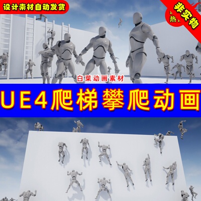 UE4攀爬梯子UE5人物攀岩动画 Ladders and Ledges Animset