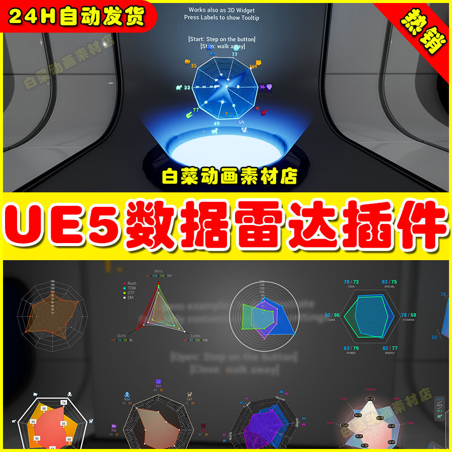UE5 Radar Chart Widget数据雷达可视化插件4.27 5.1_虎窝淘