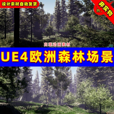 UE4写实欧洲森林树林UE5树木植物小屋环境场景 European Forest