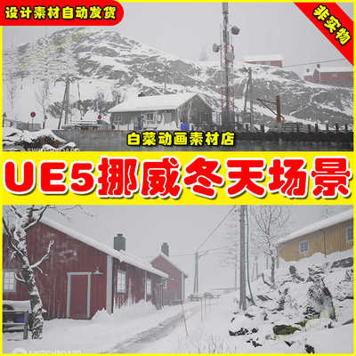 UE4UE5 Norwegian Winter Island Village Megapack挪威冬天场景