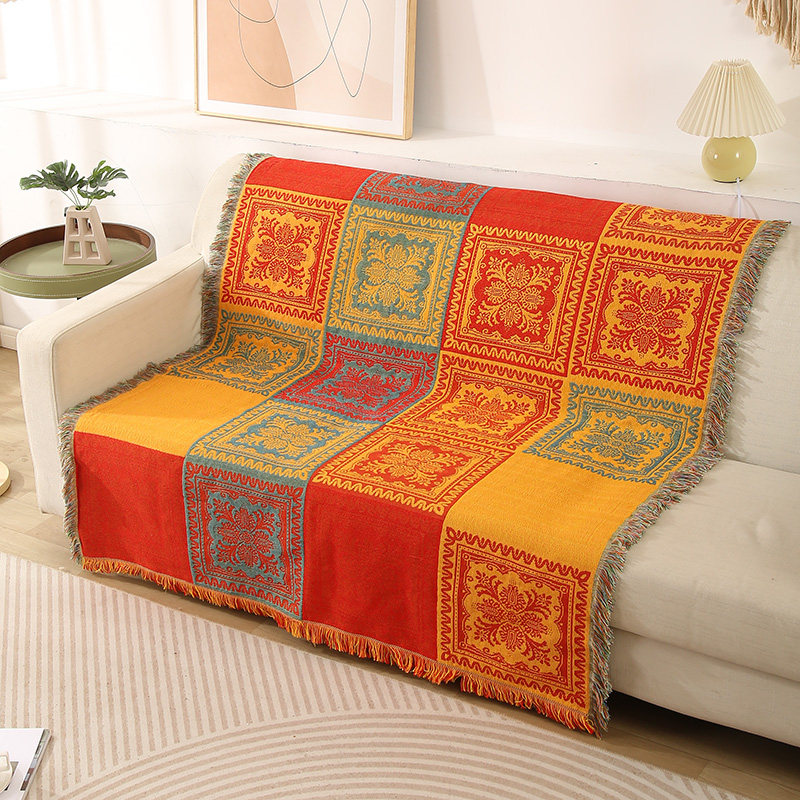 新中式单人沙发套沙发巾沙发毯盖布防尘布酒店民宿装饰毯露营毯