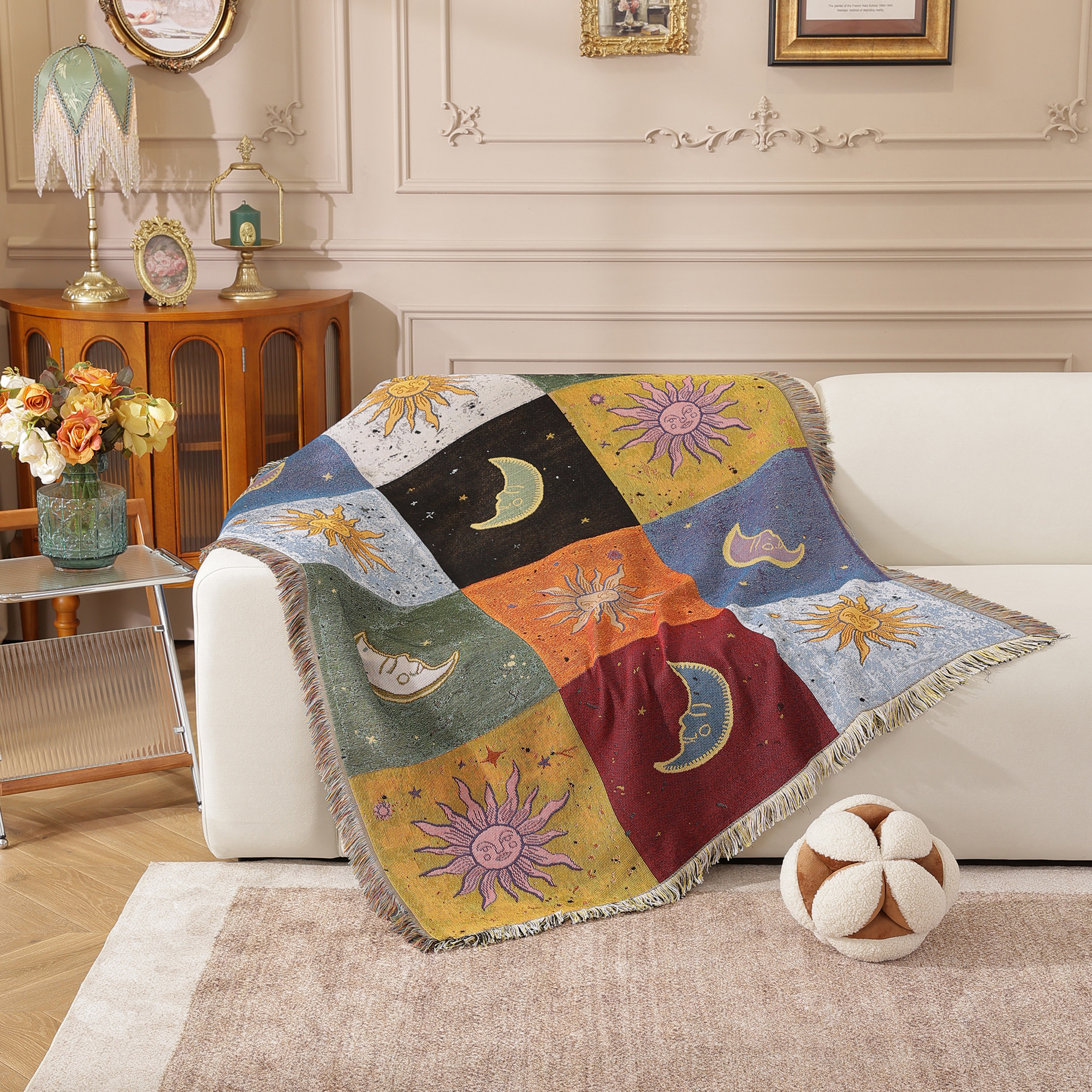 中式现代简约风单人沙发巾沙发毯盖巾盖布防尘布装饰布户外露营毯