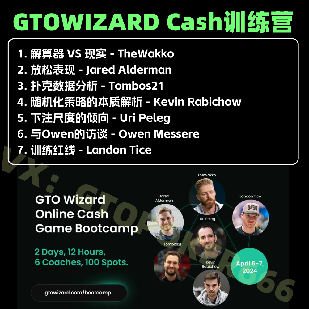 德州扑克教学视频GTOWizard训练营现金Cash锦标赛MTT软件基础教程