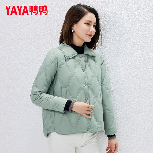 鸭鸭羽绒服时尚衬衫领短款外套