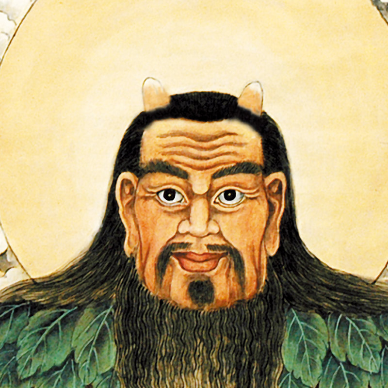 华夏民族人文始祖太昊伏羲氏画像供奉青帝道教神像八卦图卷轴挂.