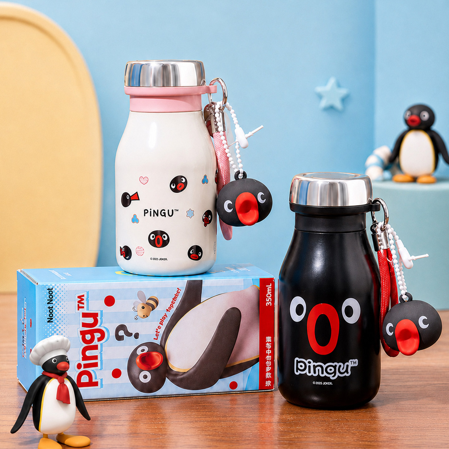 Pingu联名不锈钢企鹅吸管保温杯图片