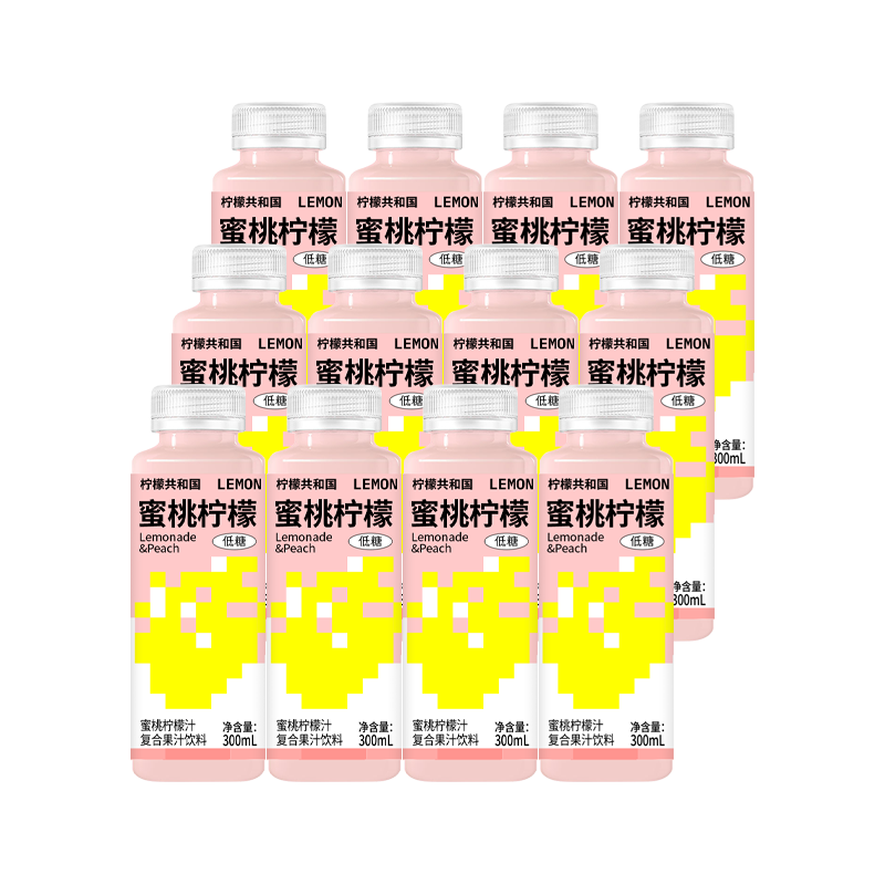 柠檬共和国低温柠檬汁VC水果汁饮料300ml*12瓶【保质期至12/22】