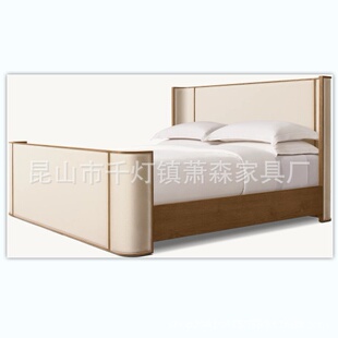 RH美式·实木高端豪华国王床女王床靠背软包设计舒服好看