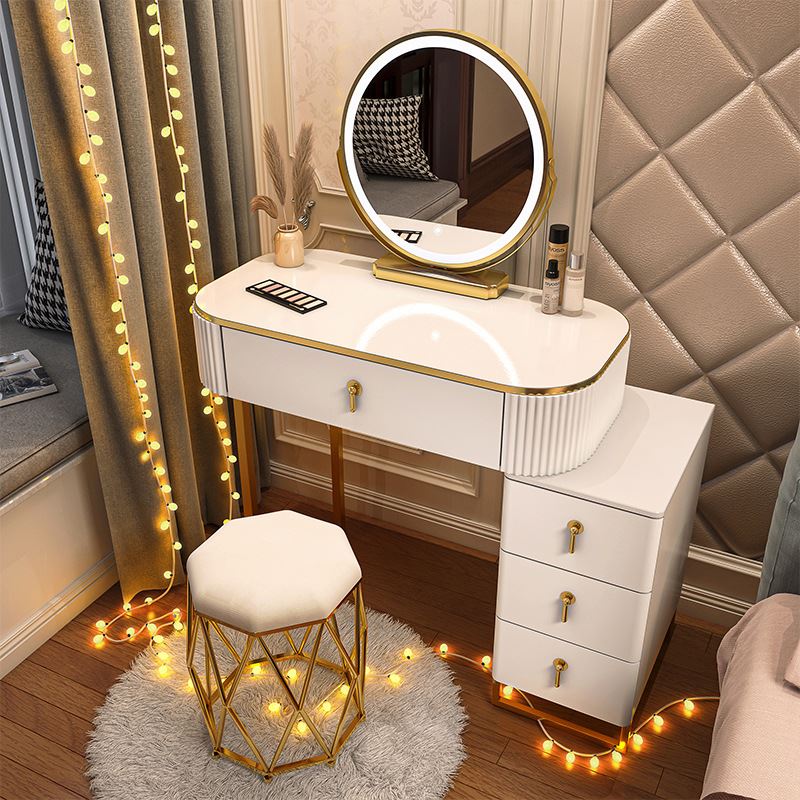 梳妆台卧室现代简约小户型北欧轻奢化妆桌子收纳柜一体化妆镜