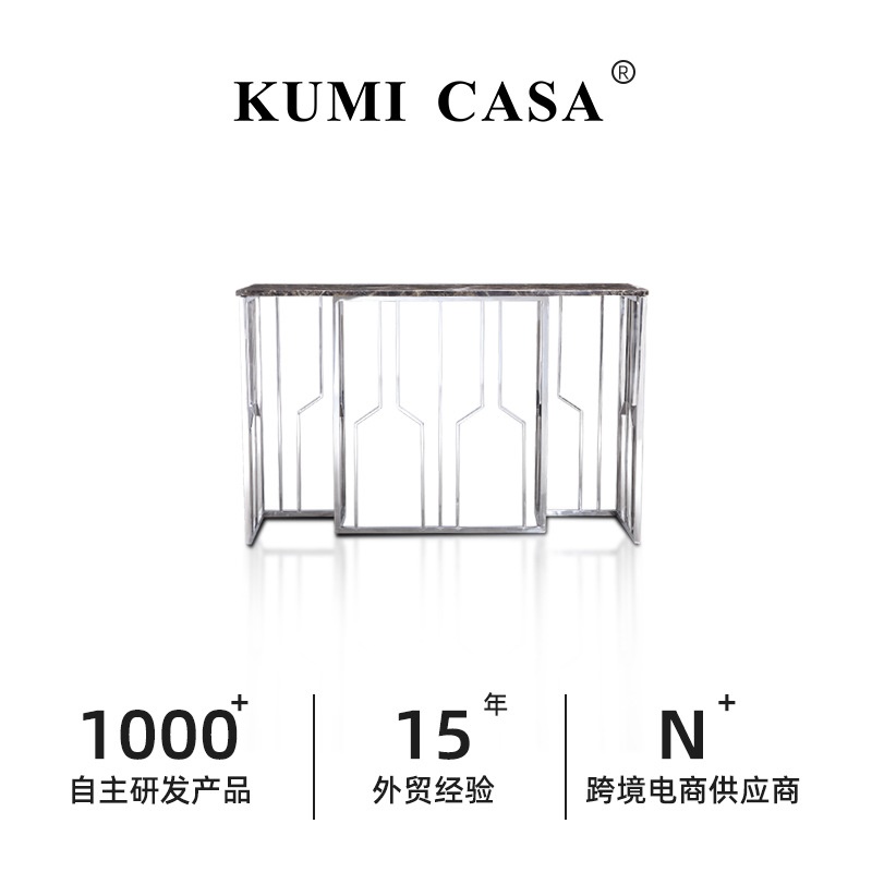 意式玄关台轻奢风现代玄关柜门厅入户不锈钢玄关桌设计师靠墙案几