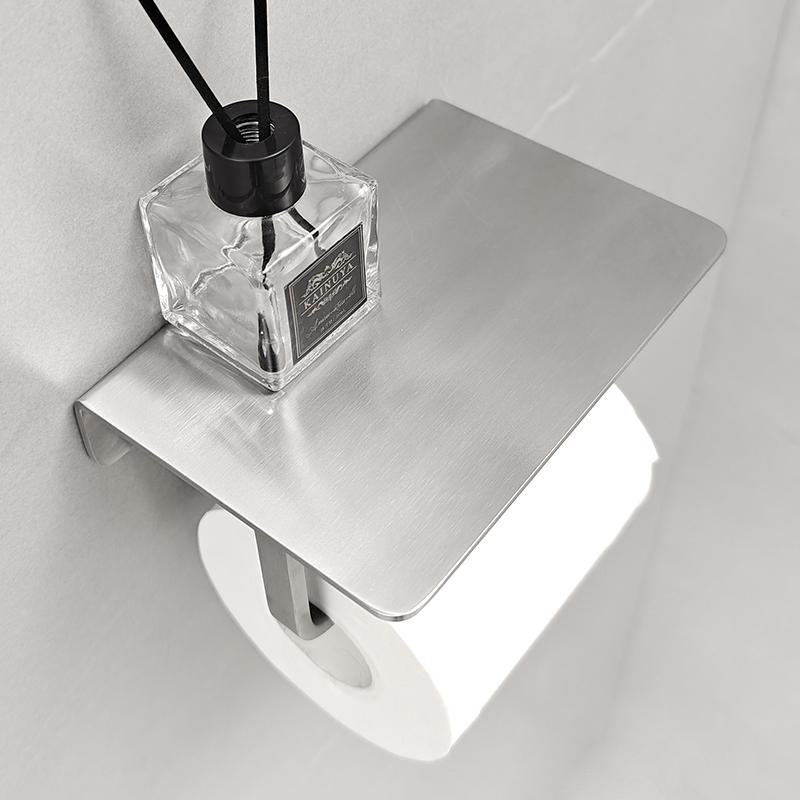 304不锈钢拉丝银色厕纸架免打孔