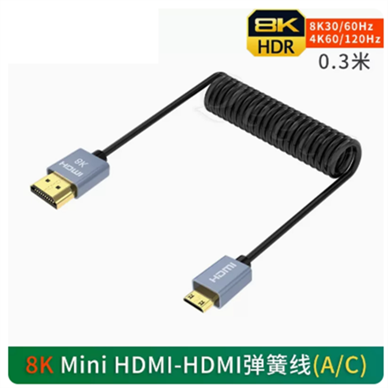 适用于佳能RP 6D2 5D4接采集卡监视器图传细软合金头mini HDMI线
