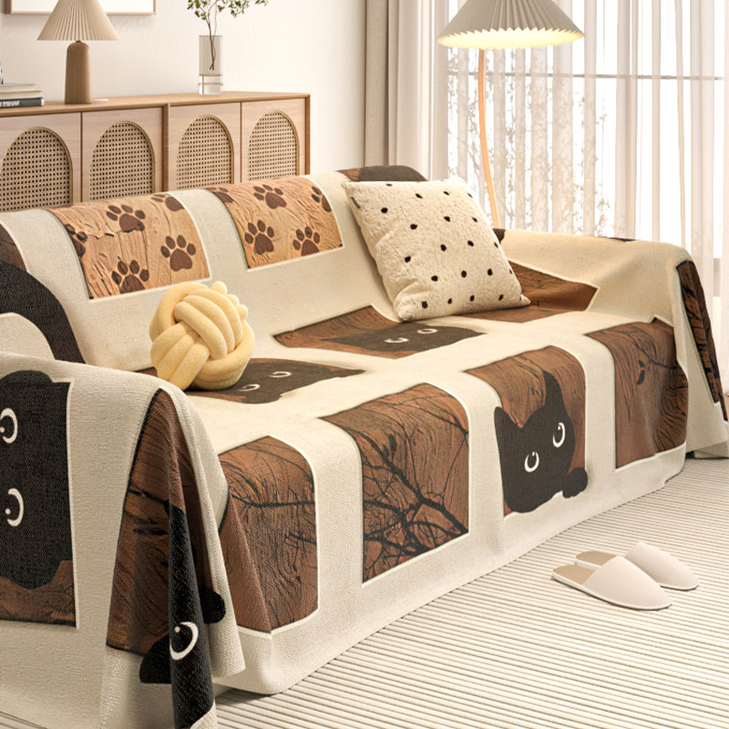 沙发盖布雪尼尔四季通用防尘耐脏沙发巾全包套防猫抓耐用沙发套罩