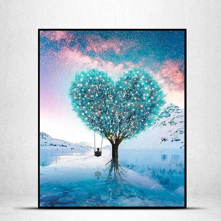 爱心树风景钻石画2023新款 客厅卧室餐厅手工diy点贴钻十字绣满钻