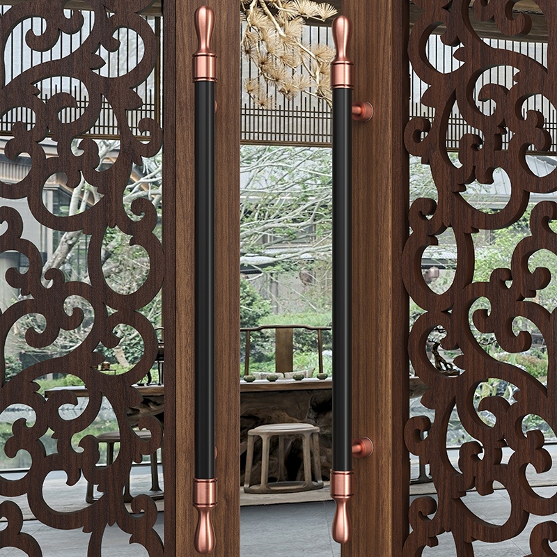 复古雕花新中式金属门把手欧式风格家具柜门拉手铜色大拉手入户门