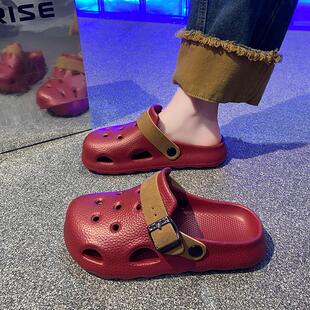 0319r 情侣沙滩包头拖鞋 踩屎感洞洞鞋 夏外穿软底男女2026新款