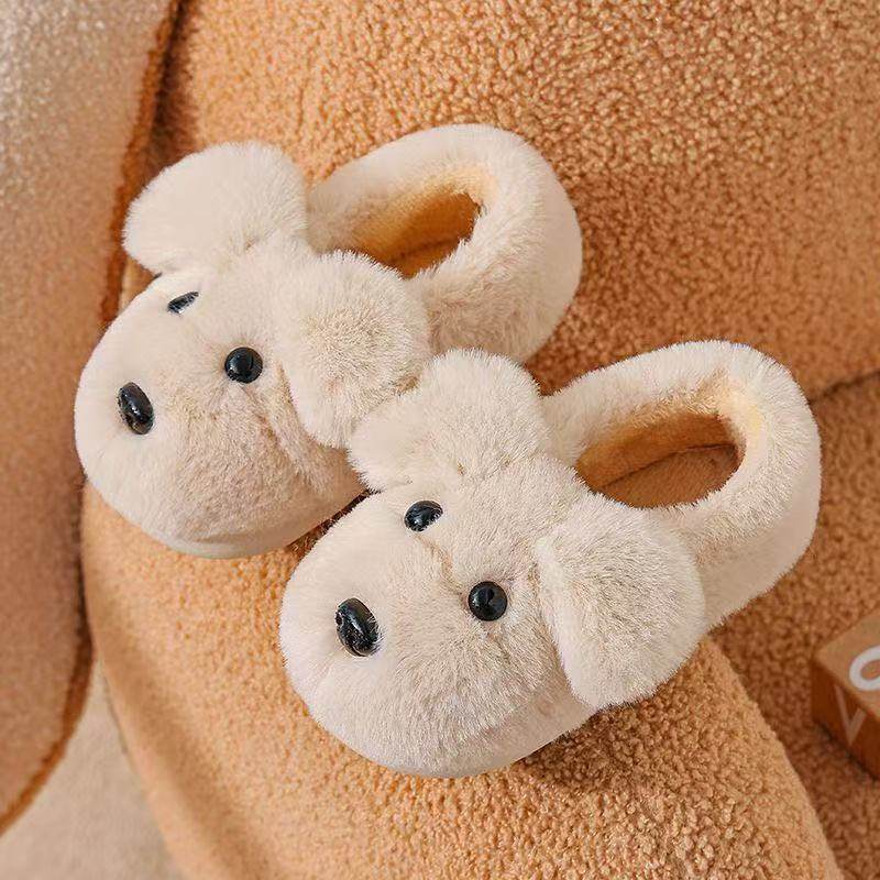 儿童棉拖鞋小狗冬季男宝女童幼儿园包跟可外穿保暖居家小孩子拖鞋