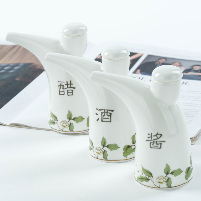 金岚玉酒店厨房骨瓷调味醋牛角壶