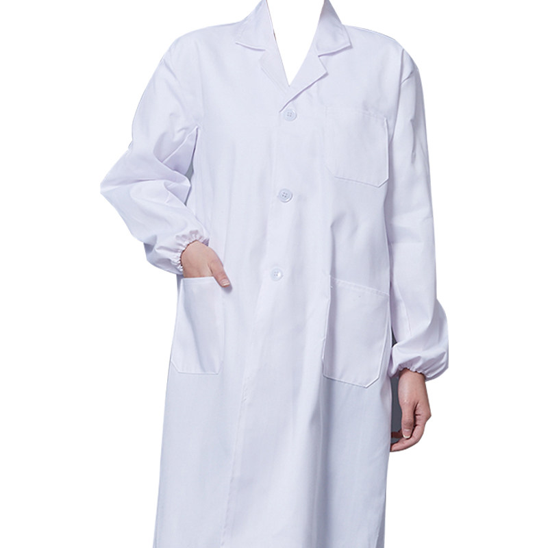 中考学生实验服化学防护服 实验室白大褂长袖棉质男女通用工作服