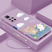 情侣小熊红米note11手机壳液态硅胶红米ntoe11Pro全包镜头Redmi note11防摔手机套5g新款 直边魔方潮牌保护壳