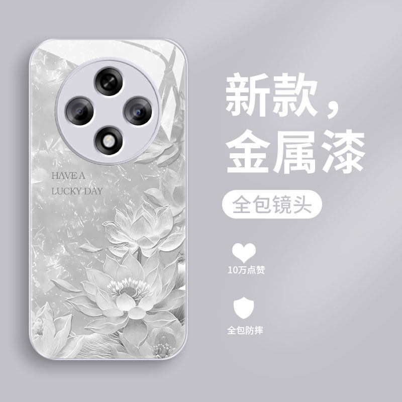 适用oppoa3 5g版手机壳a3pro新款液态玻璃A3iPlus保护套A3活力版网红超火女款莲花a3x全包高级防摔硬外壳