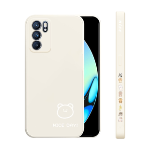 oppoReno6pro手机壳新款简约小熊小兔Reno6全包reno6pro+液态硅胶超薄防摔保护套OPPO直边网红男女5g高级感外