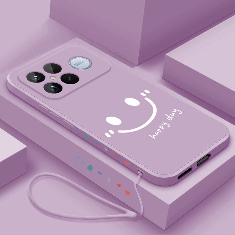 适用红米k90手机壳简约笑脸k90promax冠军版液态全包保护套Redmik9o网红超火创意女款K九十新款硅胶防摔软壳