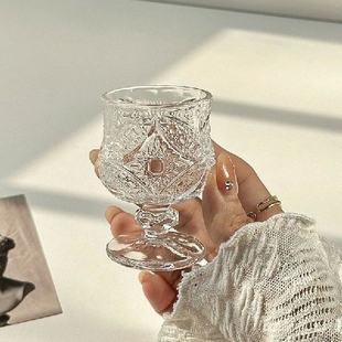Style Engraved Embossed New Goblet Korean Small Glass 1PC