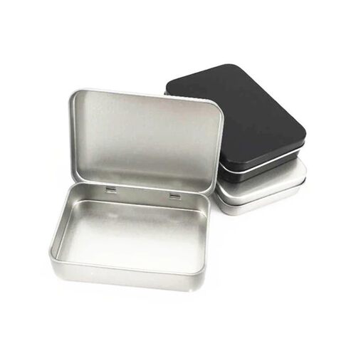 1pcs Metal Tin Silver Black Flip Storage Box Tool Box Money