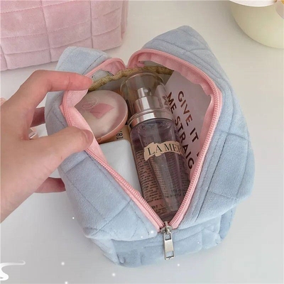 Zipper Large Solid Color Cosmetic Bag Cute Fur Makeup Bag fo