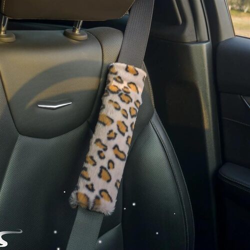 1PC plush leopard print car seat belt shoulder protector sui