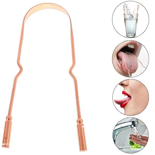 1PCS Pure Copper Tongue Scraper Oral Cleaner Brush Fresh Cle