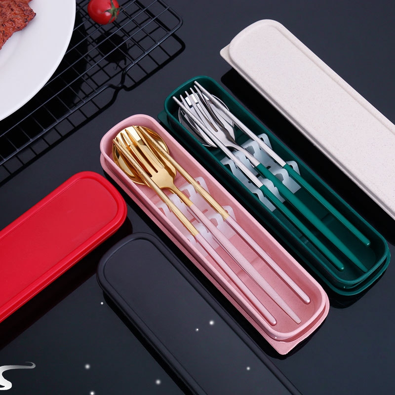 Portable tableware stainless steel spoon fork chopsticks