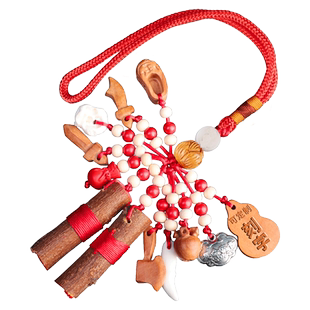 桃木剑婴儿童挂件别针啼哭狗牙小孩男女款随身携带朱砂东南桃树枝