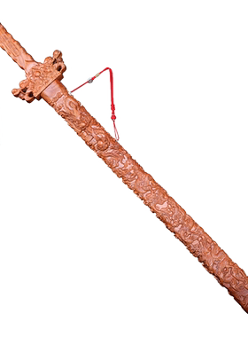 桃木剑中式客厅玄关大师手作木雕