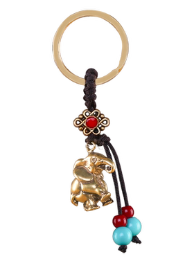 大象吉祥黄铜个性复古钥匙扣挂件