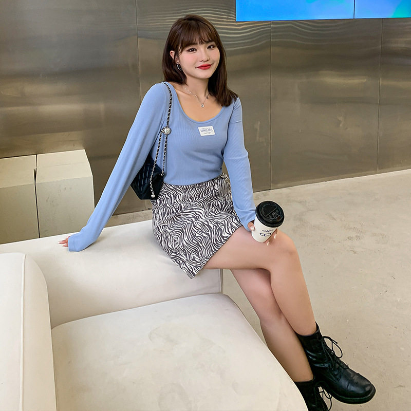 LABELED LONG-SLEEVED THIN U-NECK KNITTED BASE SHIRT 61438 [NON-RETURNABLE FOR SPECIAL PRODUCTS]