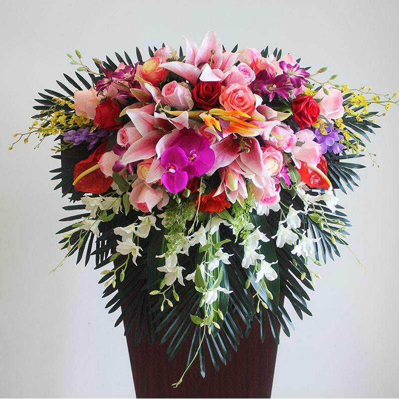 演讲台花仿真花会议室假花摆件前台花发言台下垂花会议桌装饰挂花