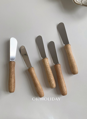 ins简约纯实木圆柱木柄果酱刀抹黄油刀奶酪涂抹刀吐司抹酱刀