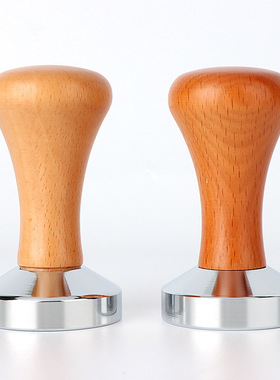 意式咖啡压粉锤58mm实木填压器不锈钢压粉器实心平底51mm粉锤53mm